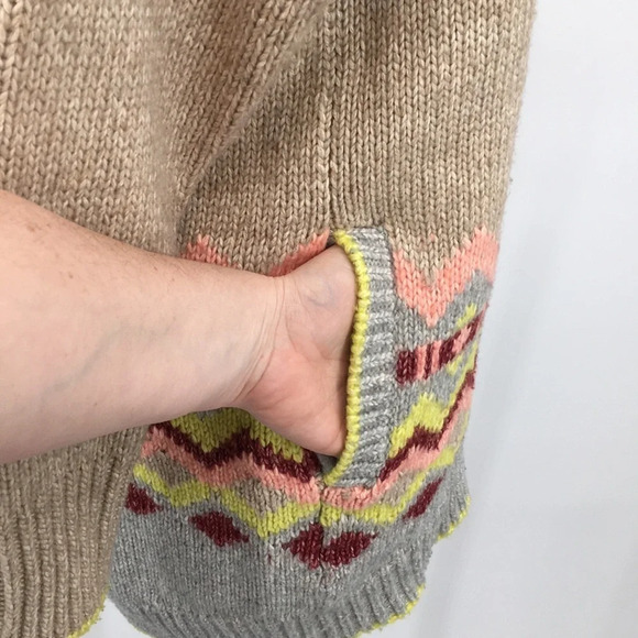 Victoria's Secret Sweater Womens Small Cream Yellow Heavy‎ Knit Tunic Fair Isle - Picture 8 of 15